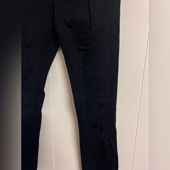 Rachel Roy Black Distressed Skinny Denim Jeans Stretch Ripped Pants Sz 0/25 - Picture 2 of 10